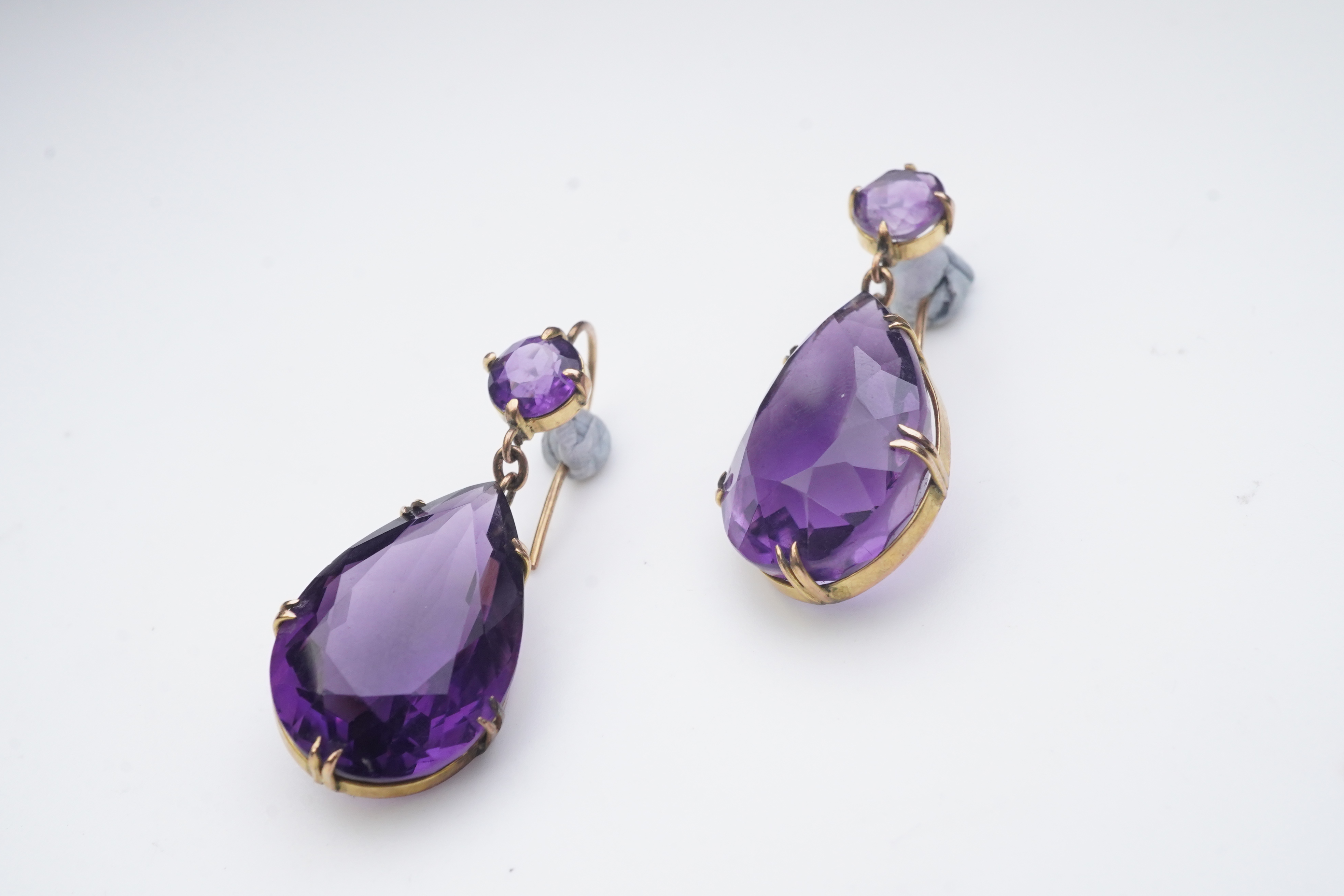 A pair of amethyst earrings, early 20th century